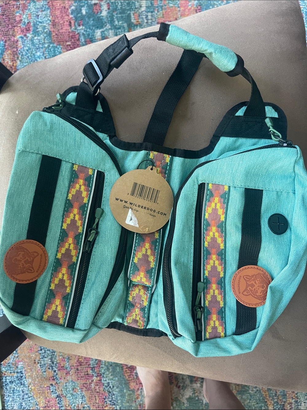 Teal Canvas Dog backpack - wilderdog